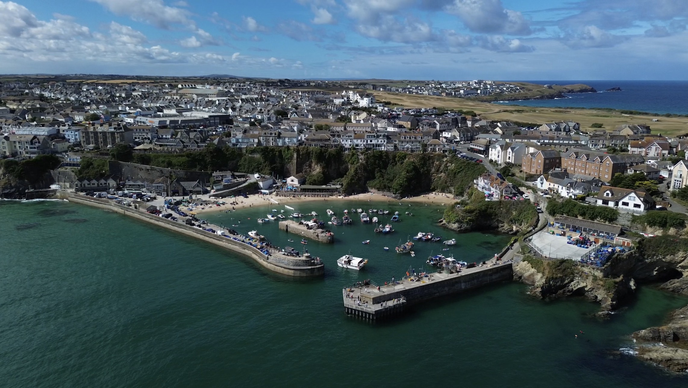 Aerial view of the coast and harbour
